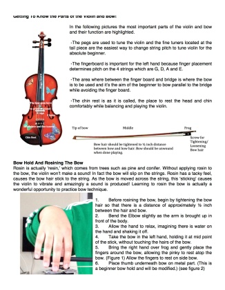 Parts of Violin & Bow Plus Beginning Bow Hold and Rosining